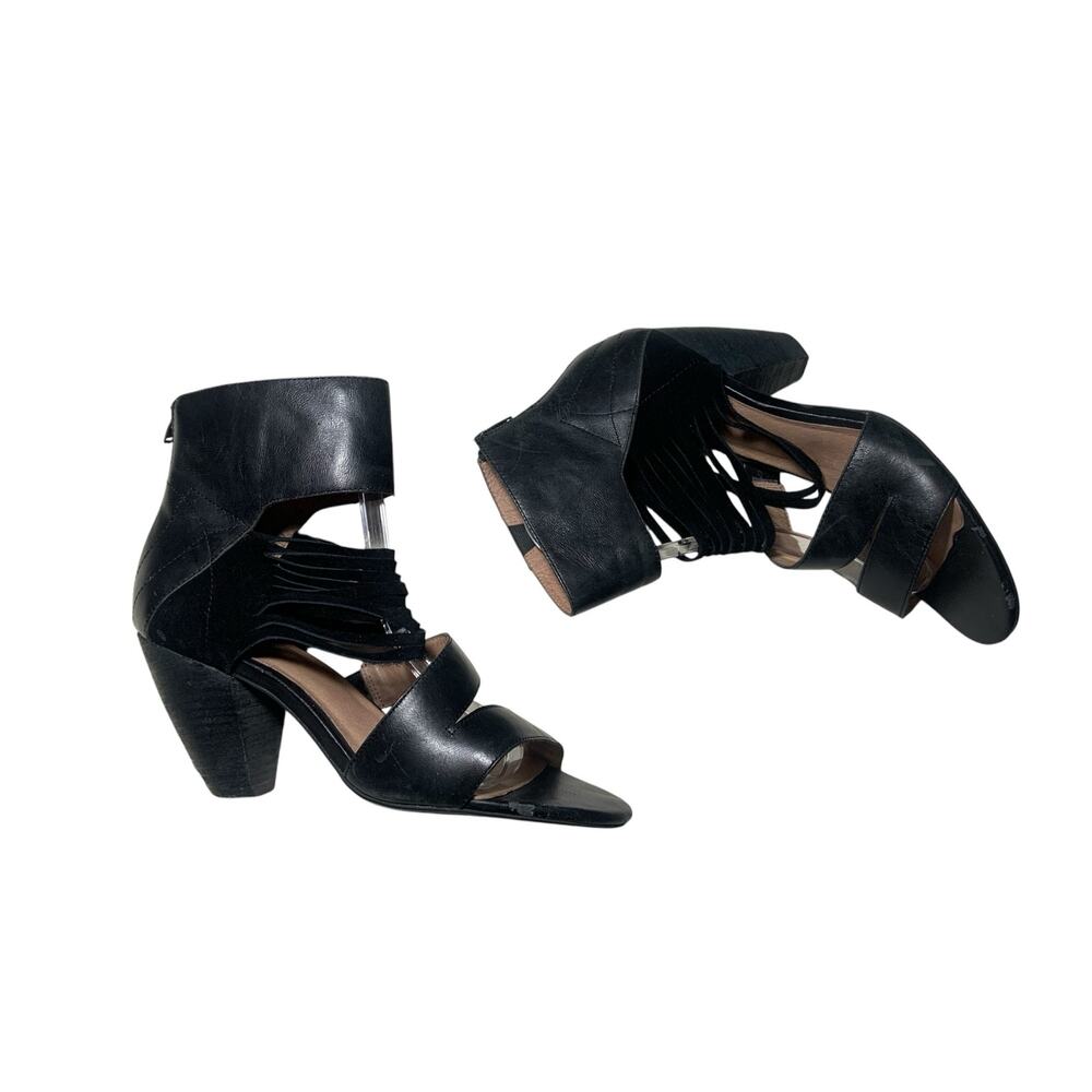 Women's Miz Mooz Willifred Strappy Dress Pump Leather Sandal Black Size 9/40